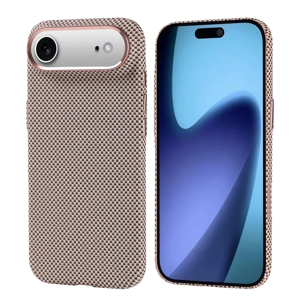 iPhone 17 Air Kılıf Kablosuz Şarj Özellikli Karbon Fiber Görünümlü Nekst Kapak - Resim 4