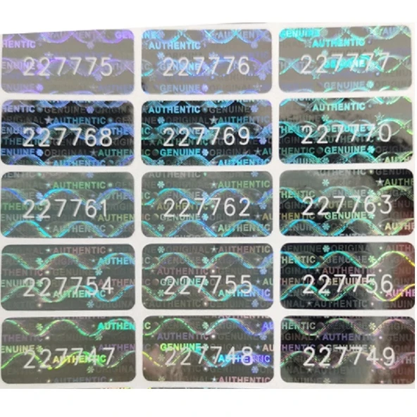 YATE10 1x2cm 105 Adet Gümüş Hologramlı Garanti Etiketi Seri Numaralı - 3