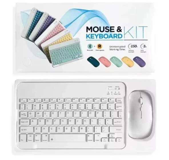 pilelistore ZR20Km Beyaz Kablosuz Klavye Mouse Set