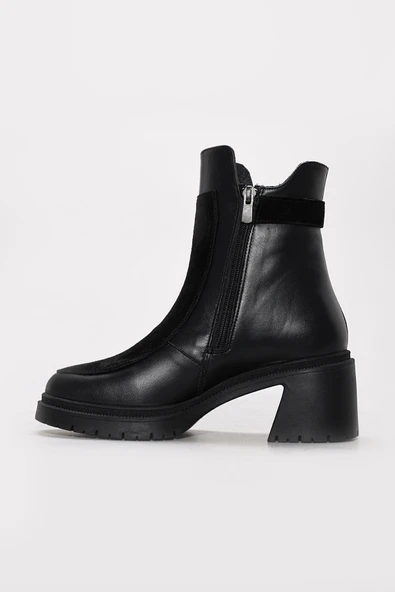 Hakiki Deri Kürklü  Kadın Kalın Topuklu Bot 217KZA51-03 - Resim 2