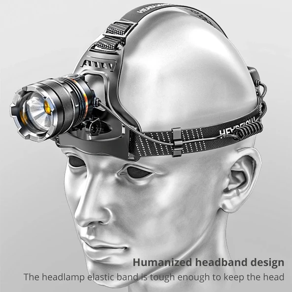 pilelistore PeakStar PS-8002 Sensörlü Zoomlu Profesyonel Şarjlı Kafa Lambası - Resim 3