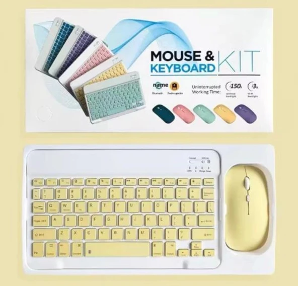 pilelistore ZR20Km Sarı Kablosuz Klavye Mouse Set