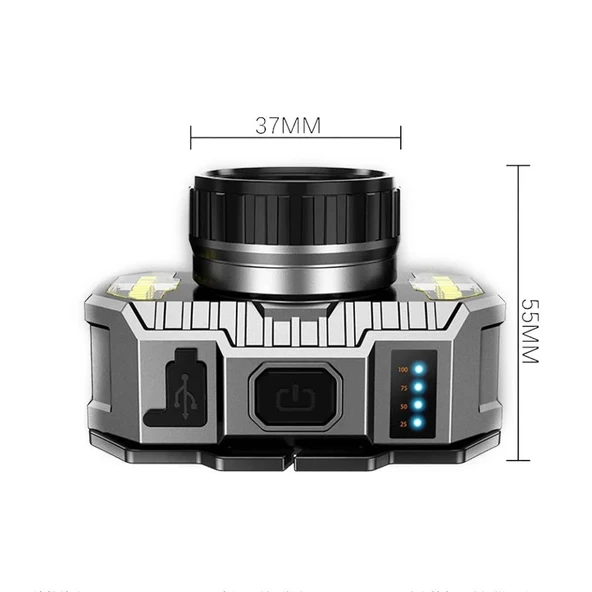 pilelistore PeakStar PS-010 800 Lümen Zoomlu Şarj Göstergeli Cob LED Usb'li Şarjlı Kafa Lambası - 2