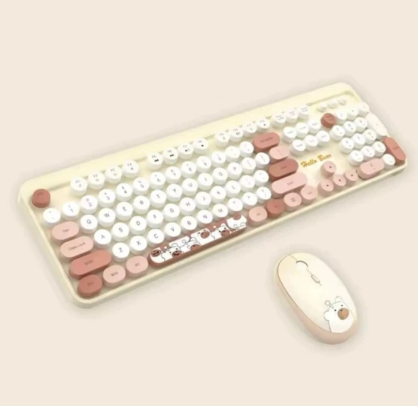 pilelistore Hello Bear Sütlü Çay Klavye Mouse Set