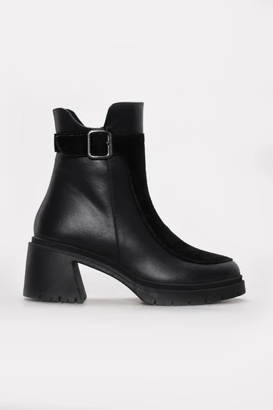 Hakiki Deri Kürklü  Kadın Kalın Topuklu Bot 217KZA51-03 ürün görseli