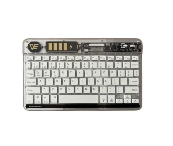 pilelistore ZR612 Rgb Şeffaf Beyaz Bluethooth Klavye