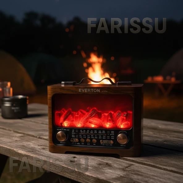 RT-733 Şömine Görünümlü Nostaljik Bluetoothlu Radyo - USB/TF/MP3 Destekli Şarjlı Müzik Kutusu - 3