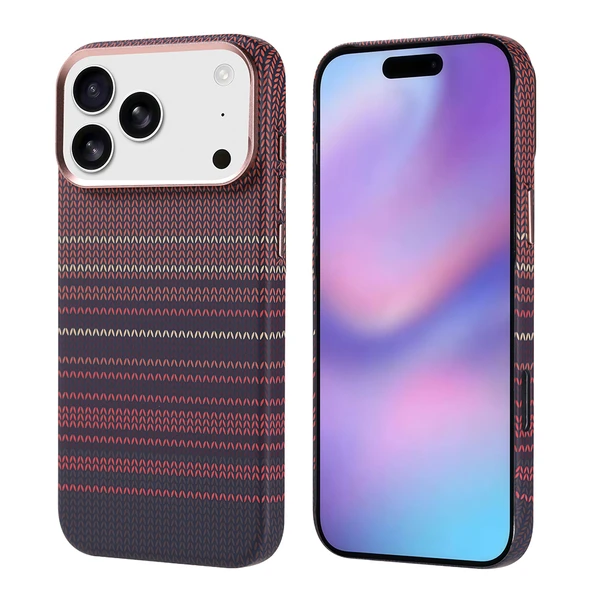 iPhone 17 Pro Max Kılıf Kablosuz Şarj Özellikli Karbon Fiber Görünümlü Nekst Kapak - Resim 4