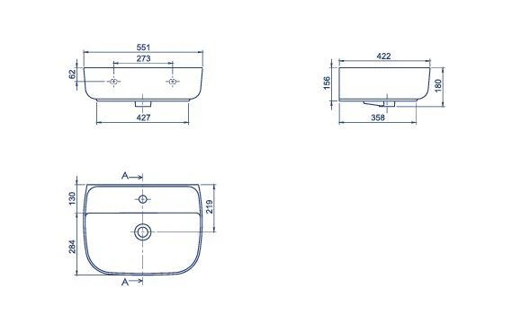 Turkuaz Aqua Tezgahüstü Lavabo 55*42 cm - Resim 2