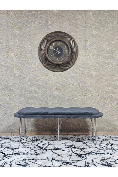 Ufo Oturak Bench - Krom Kaplama Telli Ayak - Oturak - Bench - Puf - Yatak Ucu Pufu Füme Renk 100 x 50 Boyut/Ebat - Resim 3