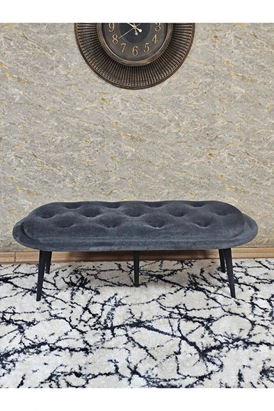 Ufo Oturak Bench - Siyah Boyalı Sivriltme Ayak - Oturak - Bench - Puf - Yatak Ucu Pufu Füme Renk 100 x 50 Boyut/Ebat - 2
