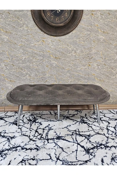 Ufo Oturak Bench - Krom Kaplama Sivriltme Ayak - Oturak - Bench - Puf - Yatak Ucu Pufu Kahverengi Renk 100 x 50 Boyut/Ebat - 2