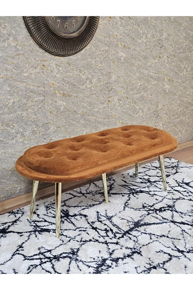 Ufo Oturak Bench - Gold Kaplama Sivriltme Ayak - Oturak - Bench - Puf - Yatak Ucu Pufu Turuncu Renk 100 x 50 Boyut/Ebat ürün görseli 1