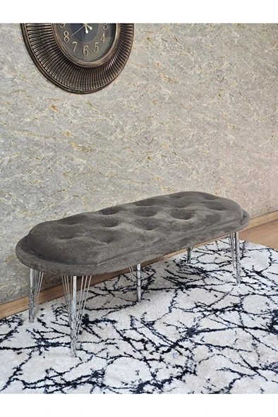 Ufo Oturak Bench - Krom Kaplama Telli Ayak - Oturak - Bench - Puf - Yatak Ucu Pufu Kahverengi Renk 100 x 50 Boyut/Ebat ürün görseli