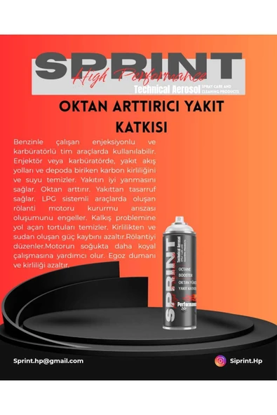 Oktan Arttırıcı Yakıt Katkısı 300ML- Sprint HP Octane Boost