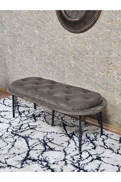 Ufo Oturak Bench - Siyah Boyalı Telli Ayak - Oturak - Bench - Puf - Yatak Ucu Pufu Kahverengi Renk 100 x 50 Boyut/Ebat - Resim 4