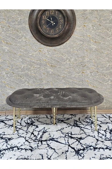 Ufo Oturak Bench - Gold Kaplama Telli Ayak - Oturak - Bench - Puf - Yatak Ucu Pufu Kahverengi Renk 100 x 50 Boyut/Ebat - Resim 2