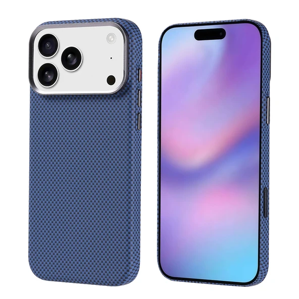 iPhone 17 Pro Max Kılıf Kablosuz Şarj Özellikli Karbon Fiber Görünümlü Nekst Kapak - Resim 6