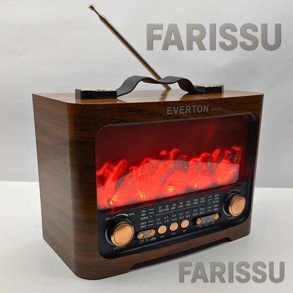 RT-733 Şömine Görünümlü Nostaljik Bluetoothlu Radyo - USB/TF/MP3 Destekli Şarjlı Müzik Kutusu - 6