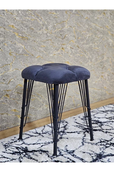 Kare Siyah Boyalı Telli Ayaklı Tabure - Oturak - Bar Taburesi - Ayaklı Tabure Füme Renk 33 x 48 Boyut/Ebat ürün görseli