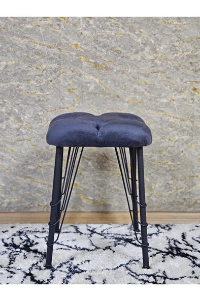 Kare Siyah Boyalı Telli Ayaklı Tabure - Oturak - Bar Taburesi - Ayaklı Tabure Füme Renk 33 x 48 Boyut/Ebat - Resim 2