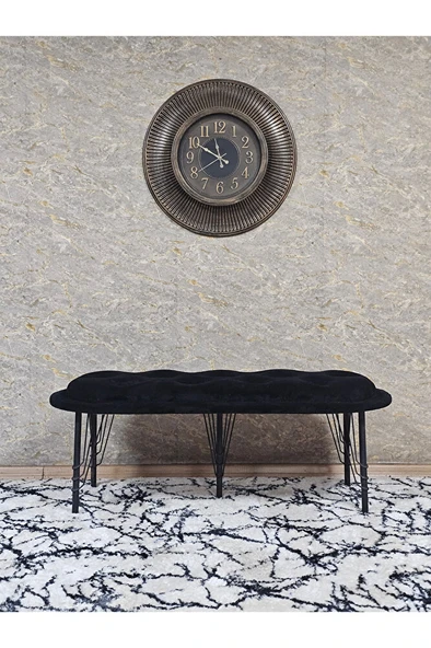 Ufo Oturak Bench - Siyah Boyalı Telli Ayak - Oturak - Bench - Puf - Yatak Ucu Pufu Siyah Renk 100 x 50 Boyut/Ebat - 3