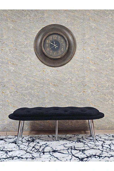 Ufo Oturak Bench - Krom Kaplama Sivriltme Ayak - Oturak - Bench - Puf - Yatak Ucu Pufu Siyah Renk 100 x 50 Boyut/Ebat - Resim 3