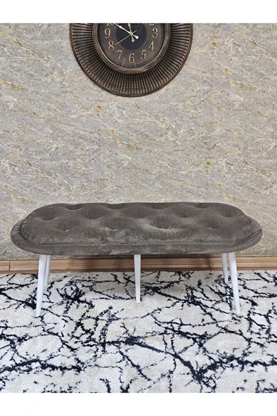 Ufo Oturak Bench - Beyaz Boyalı Sivriltme Ayak - Oturak - Bench - Puf - Yatak Ucu Pufu Kahverengi Renk 100 x 50 Boyut/Ebat - Resim 2