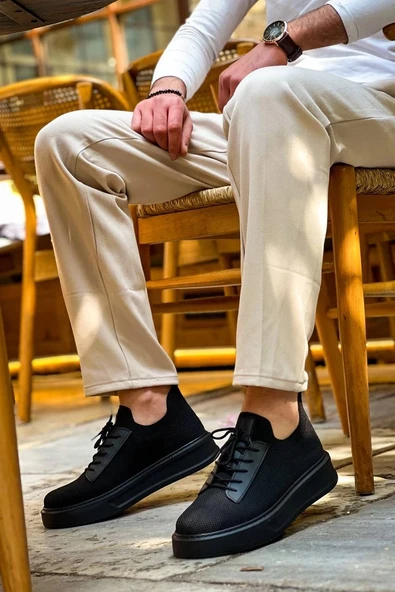 KB-116 Kuback Siyah Siyah Taban Bağcıklı Triko Günlük Erkek Ayakkabı ürün görseli 1