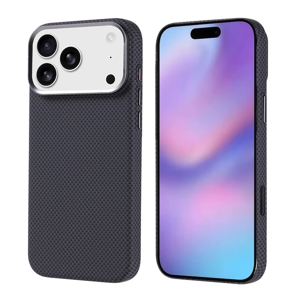 iPhone 17 Pro Max Kılıf Kablosuz Şarj Özellikli Karbon Fiber Görünümlü Nekst Kapak - Resim 5