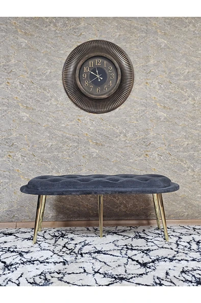 Ufo Oturak Bench - Gold Kaplama Sivriltme Ayak - Oturak - Bench - Puf - Yatak Ucu Pufu Füme Renk 100 x 50 Boyut/Ebat - 3