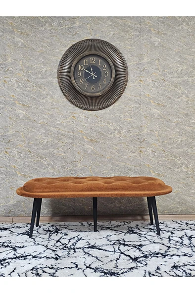 Ufo Oturak Bench - Siyah Boyalı Sivriltme Ayak - Oturak - Bench - Puf - Yatak Ucu Pufu Turuncu Renk 100 x 50 Boyut/Ebat - Resim 3