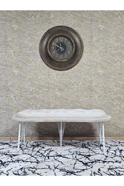 Ufo Oturak Bench - Beyaz Boyalı Telli Ayak - Oturak - Bench - Puf - Yatak Ucu Pufu Krem Renk 100 x 50 Boyut/Ebat - Resim 3