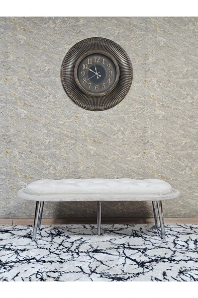 Ufo Oturak Bench - Krom Kaplama Sivriltme Ayak - Oturak - Bench - Puf - Yatak Ucu Pufu Krem Renk 100 x 50 Boyut/Ebat - 3