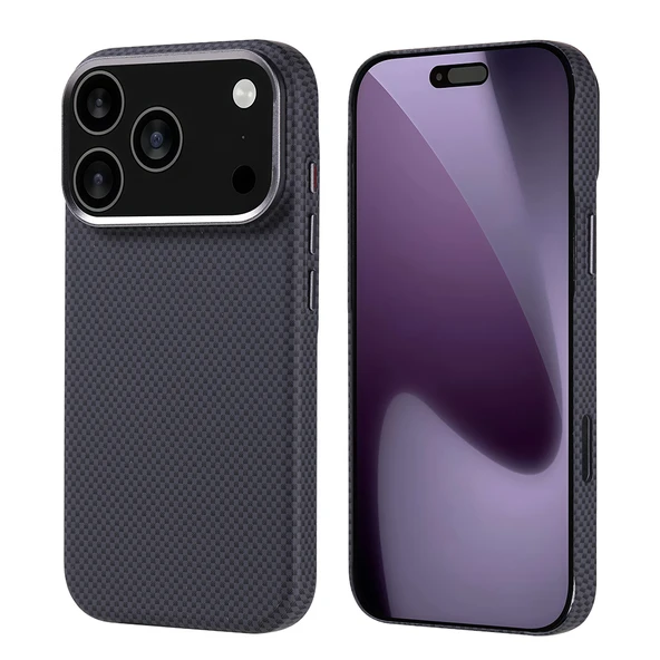 iPhone 17 Pro Kılıf Kablosuz Şarj Özellikli Karbon Fiber Görünümlü Nekst Kapak - Resim 5