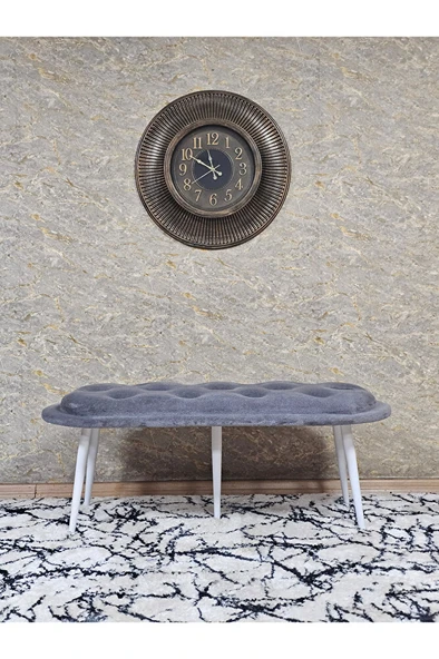 Ufo Oturak Bench - Beyaz Boyalı Sivriltme Ayak - Oturak - Bench - Puf - Yatak Ucu Pufu Gri Renk 100 x 50 Boyut/Ebat - Resim 3