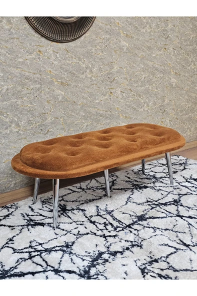 Ufo Oturak Bench - Krom Kaplama Sivriltme Ayak - Oturak - Bench - Puf - Yatak Ucu Pufu Turuncu Renk 100 x 50 Boyut/Ebat ürün görseli