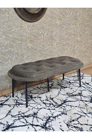 Ufo Oturak Bench - Siyah Boyalı Telli Ayak - Oturak - Bench - Puf - Yatak Ucu Pufu Kahverengi Renk 100 x 50 Boyut/Ebat ürün görseli