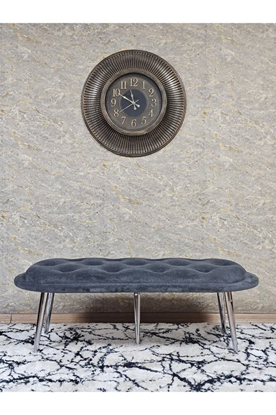 Ufo Oturak Bench - Krom Kaplama Sivriltme Ayak - Oturak - Bench - Puf - Yatak Ucu Pufu Füme Renk 100 x 50 Boyut/Ebat - Resim 3