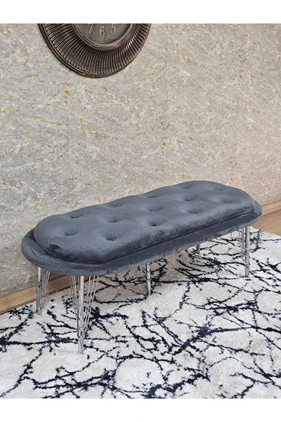 Ufo Oturak Bench - Krom Kaplama Telli Ayak - Oturak - Bench - Puf - Yatak Ucu Pufu Füme Renk 100 x 50 Boyut/Ebat ürün görseli