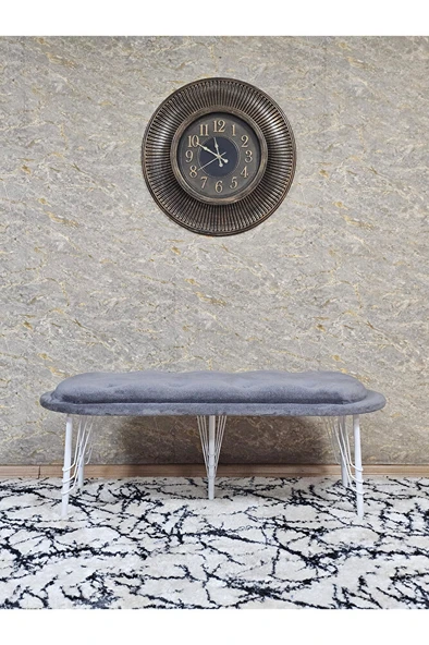 Ufo Oturak Bench - Beyaz Boyalı Telli Ayak - Oturak - Bench - Puf - Yatak Ucu Pufu Gri Renk 100 x 50 Boyut/Ebat - 3