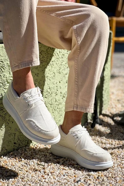 KB-042  Kuback Bağcıklı Beyaz Günlük Erkek Ayakkabı - Resim 5