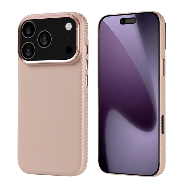 iPhone 17 Pro Kılıf Kablosuz Şarj Özellikli Karbon Fiber Görünümlü Nekst Kapak - Resim 3