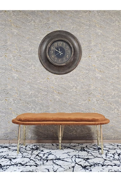 Ufo Oturak Bench - Gold Kaplama Telli Ayak - Oturak - Bench - Puf - Yatak Ucu Pufu Turuncu Renk 100 x 50 Boyut/Ebat - Resim 3