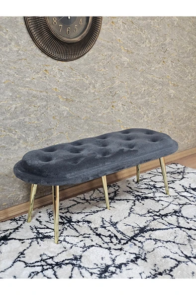 Ufo Oturak Bench - Gold Kaplama Sivriltme Ayak - Oturak - Bench - Puf - Yatak Ucu Pufu Füme Renk 100 x 50 Boyut/Ebat
