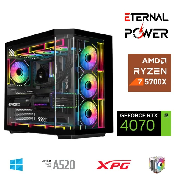 ETERNAL POWER RYZEN 7 5700X 32G DDR4 1TB M.2 RTX4070 A520 A750W ürün görseli 1