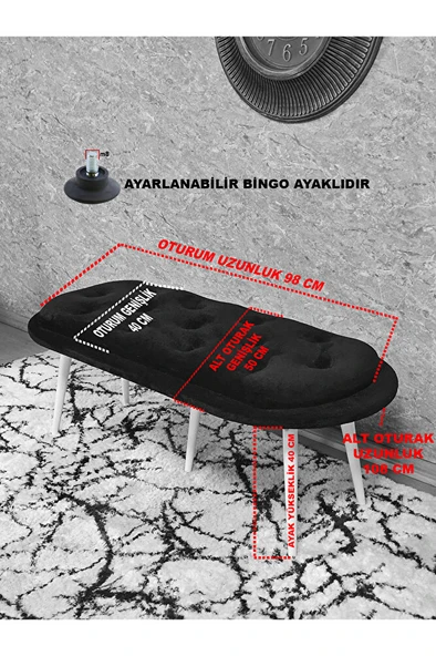 Ufo Oturak Bench - Krom Kaplama Sivriltme Ayak - Oturak - Bench - Puf - Yatak Ucu Pufu Turuncu Renk 100 x 50 Boyut/Ebat - Resim 5