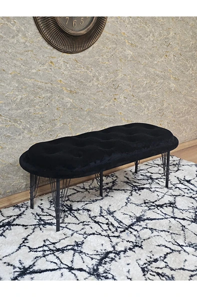 Ufo Oturak Bench - Siyah Boyalı Telli Ayak - Oturak - Bench - Puf - Yatak Ucu Pufu Siyah Renk 100 x 50 Boyut/Ebat