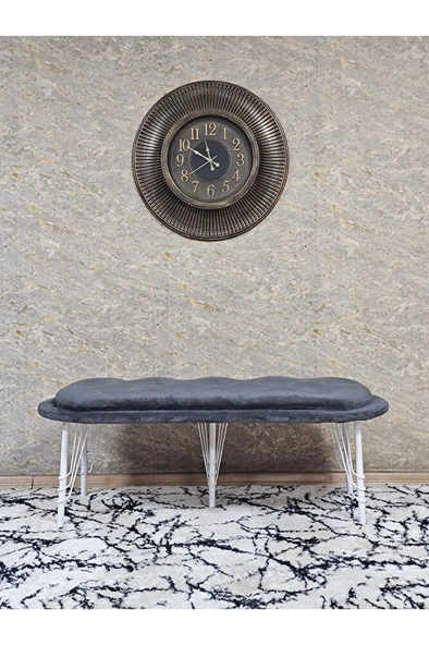 Ufo Oturak Bench - Beyaz Boyalı Telli Ayak - Oturak - Bench - Puf - Yatak Ucu Pufu Füme Renk 100 x 50 Boyut/Ebat - Resim 3