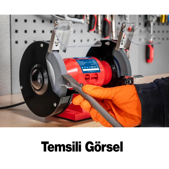 Elektrikli Bıçak Kesici Bileme Taş Motoru 200 mm Zımpara 600 W Rico Taşlama Metal Tezgah Üstü Çark - Resim 2